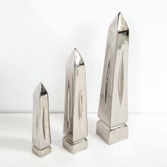  Jaru Set of Three Mid Century Modern Platinum Plated Obelisk Sculptures Signed Jaru - 1648846