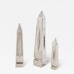  Jaru Set of Three Mid Century Modern Platinum Plated Obelisk Sculptures Signed Jaru - 1650374