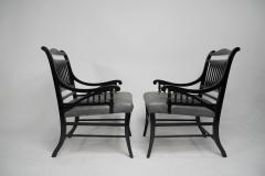  Jas Shoolbred Co Jas Shoolbred attributed A Pair of Anglo Japanese Ebonized Open Armchairs - 4193151