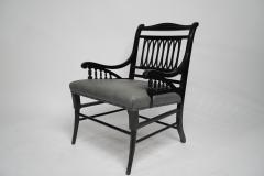  Jas Shoolbred Co Jas Shoolbred attributed A Pair of Anglo Japanese Ebonized Open Armchairs - 4193153