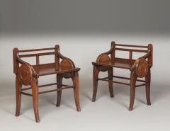  Jas Shoolbred Co Pair of Antique Walnut Hall Seats Benches - 1187454