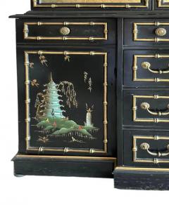  Jasper Furniture Company Jasper Chinoiserie Breakfront Secretary Gilt Lacquer Bubble Glass - 3521912