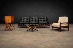  Jean Gillion Brazilian Modern Leather Sofa in Rosewood Leather by Jean Gillon 1970s - 4635956