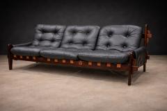  Jean Gillion Brazilian Modern Leather Sofa in Rosewood Leather by Jean Gillon 1970s - 4635957