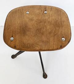  Jean Prouv Re Editions Jean Prouv French Mid Century Industrial Iron Stool Adjustable Wood Seat - 3503022