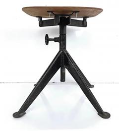  Jean Prouv Re Editions Jean Prouv French Mid Century Industrial Iron Stool Adjustable Wood Seat - 3503097