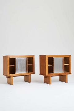  Jean Prouv Re Editions Pair of Oak and Aluminium Cabinets in the Manner of Charlotte Perriand - 2017760