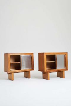  Jean Prouv Re Editions Pair of Oak and Aluminium Cabinets in the Manner of Charlotte Perriand - 2017763
