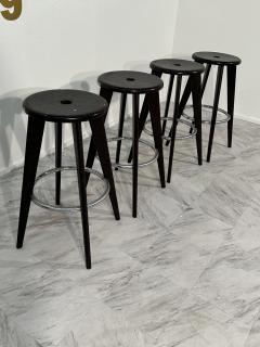  Jean Prouv Re Editions Set of 4 Tabouret Haut Jean Prouv Bar Stool Vitra Dark Oak - 3572906