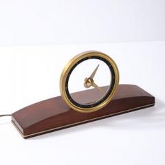  Jefferson Electric Company Mid Century Jefferson Golden View Electric Brass Glass Walnut Mystery Clock - 4465528