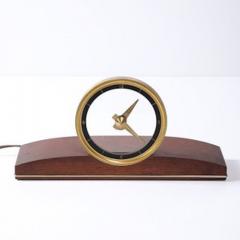  Jefferson Electric Company Mid Century Jefferson Golden View Electric Brass Glass Walnut Mystery Clock - 4465530