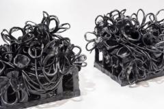  Joanna Poag Joanna Poag Binding Time Black Grid w Flowers and Pods Ceramic Sculpture 2019 - 3539312