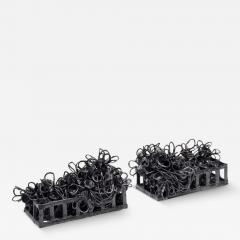 Joanna Poag Joanna Poag Binding Time Black Grid w Flowers and Pods Ceramic Sculpture 2019 - 3542190