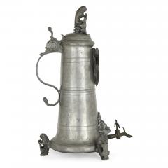  Johann Chritstoph Norman Antique German engraved pewter beer jug - 4143217