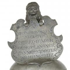  Johann Chritstoph Norman Antique German engraved pewter beer jug - 4143244