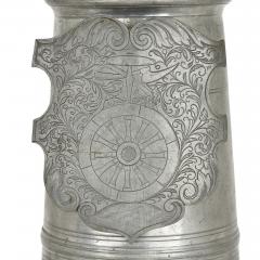  Johann Chritstoph Norman Antique German engraved pewter beer jug - 4143254