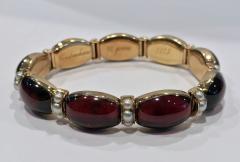  John Brogden John Brogden Gold Carbuncle and Pearl Bracelet C 1855 - 1189331