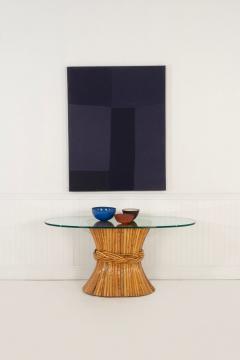  John Elinor McGuire McGuire Sculptural Rattan Bamboo Sheaf of Wheat Oval Console Table - 4460317