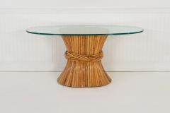  John Elinor McGuire McGuire Sculptural Rattan Bamboo Sheaf of Wheat Oval Console Table - 4460321