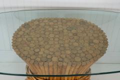  John Elinor McGuire McGuire Sculptural Rattan Bamboo Sheaf of Wheat Oval Console Table - 4460325