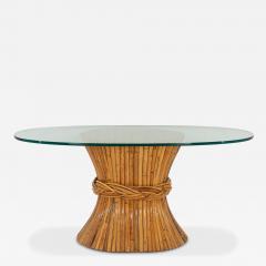  John Elinor McGuire McGuire Sculptural Rattan Bamboo Sheaf of Wheat Oval Console Table - 4460606