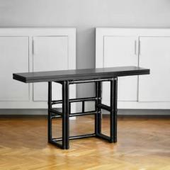  John Elinor McGuire Mcguire 70s console with opening shelf in black lacquered rattan - 3347593