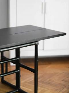  John Elinor McGuire Mcguire 70s console with opening shelf in black lacquered rattan - 3347596