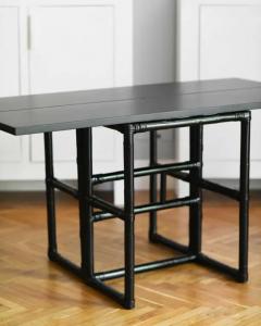  John Elinor McGuire Mcguire 70s console with opening shelf in black lacquered rattan - 3347598