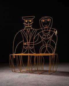  John Risley Monsieur John Risley Monsieur Mademoiselle Patio Bench Sculpture 1960s - 3136163