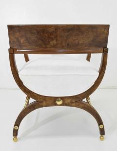  John Widdicomb Co Widdicomb Furniture Co Director or Savonarola Style Chairs in Burl Wood with Brass Accents by Widdicomb - 1105225