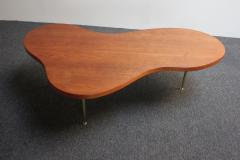  John Widdicomb Co Widdicomb Furniture Co Freeform Walnut and Brass Coffee Table by T H Robsjohn Gibbings - 3121867