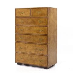  John Widdicomb Co Widdicomb Furniture Co John Widdicomb Campaign Mid Century Burlwood and Brass Highboy Dresser - 4034829
