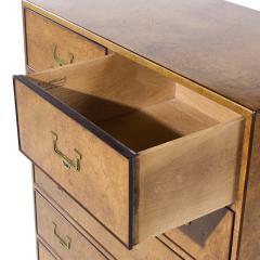  John Widdicomb Co Widdicomb Furniture Co John Widdicomb Campaign Mid Century Burlwood and Brass Highboy Dresser - 4034835
