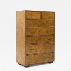  John Widdicomb Co Widdicomb Furniture Co John Widdicomb Campaign Mid Century Burlwood and Brass Highboy Dresser - 4036554
