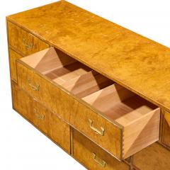  John Widdicomb Co Widdicomb Furniture Co John Widdicomb Campaign Mid Century Burlwood and Brass Lowboy Dresser - 4568113