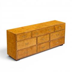  John Widdicomb Co Widdicomb Furniture Co John Widdicomb Campaign Mid Century Burlwood and Brass Lowboy Dresser - 4568114