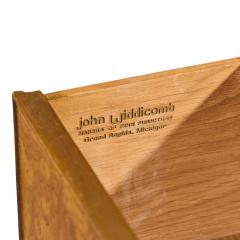  John Widdicomb Co Widdicomb Furniture Co John Widdicomb Campaign Mid Century Burlwood and Brass Lowboy Dresser - 4568116