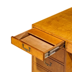  John Widdicomb Co Widdicomb Furniture Co John Widdicomb Mid Century Burlwood and Brass Campaign Executive Desk - 4721459