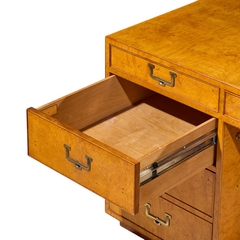  John Widdicomb Co Widdicomb Furniture Co John Widdicomb Mid Century Burlwood and Brass Campaign Executive Desk - 4721461