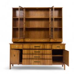  John Widdicomb Co Widdicomb Furniture Co John Widdicomb Mid Century Walnut and Brass Credenza with Hutch - 4251601