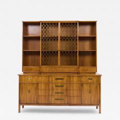  John Widdicomb Co Widdicomb Furniture Co John Widdicomb Mid Century Walnut and Brass Credenza with Hutch - 4252919