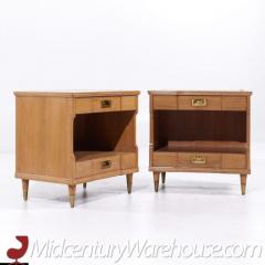  John Widdicomb Co Widdicomb Furniture Co John Widdicomb Mid Century Walnut and Brass Nightstands Pair - 3598473