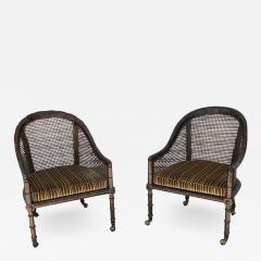  John Widdicomb Co Widdicomb Furniture Co Pair John Widdicomb Cane Faux Bamboo Barrel Chairs - 2709754