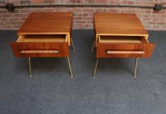  John Widdicomb Co Widdicomb Furniture Co Pair of Walnut and Brass Single Drawer Nightstands by T H Robsjohn Gibbings - 4270847