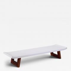  Johnson Furniture Company Paul Frankl for Johnson Furniture Company Cork and Mahogany Coffee Table Bench - 4582011