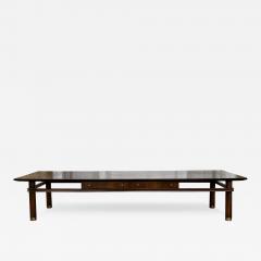  Johnson Furniture MID CENTURY WALNUT COFFEE TABLE WITH DUAL DRAWERS AND BRASS ACCENTS - 3615184