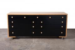  Johnson Furniture Paul Frankl Cork Black Lacquer 9 Drawer Dresser with Brass Hardware 1950s - 4547422