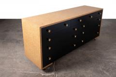  Johnson Furniture Paul Frankl Cork Black Lacquer 9 Drawer Dresser with Brass Hardware 1950s - 4547426