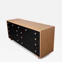  Johnson Furniture Paul Frankl Cork Black Lacquer 9 Drawer Dresser with Brass Hardware 1950s - 4547521