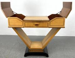  Johnson Furniture UNUSUAL INLAID MAHOGANY ART DECO VANITY WITH BAKELITE HANDLE - 3480836
